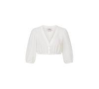 Nübler Damen Dirndlbluse Charlotte I Größe 42 I Spitzenbluse mit 3/4-Arm & V-Ausschnitt I Transparente Trachtenbluse mit Perlenknöpfen & elastischem Saum I Ideal für Dirndl & Festliche Anlässe