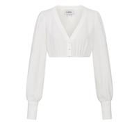 Nübler Damen Dirndlbluse Charlotte I Größe 42 I Spitzenbluse mit V-Ausschnitt & Langarm I Transparente Trachtenbluse mit Perlenknöpfen I Ideal für Dirndl & Festliche Anlässe