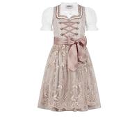 Nübler Dirndl Mädchen - 3 teiliges Set Dirndl Kleid mit Trachtenbluse und Schürze traditionell - Moderne bayrische Tracht, Stella Rosa, Größe:128