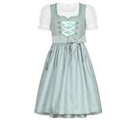 Nübler Dirndl Mädchen - 3 teiliges Set Dirndl Kleid mit Trachtenbluse und Schürze traditionell - Moderne bayrische Tracht, Gabrina in Grün, Größe:140