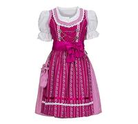 Nübler Dirndl Mädchen ANJA - 3-teiliges Set inkl. Bluse & Schürze - Beere, Original bayerische Tracht - Hochwertige, Pflegeleichte Qualität - Kinderdirndl für Oktoberfest, Größe:122