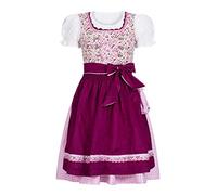 Nübler Dirndl Mädchen Nadja - 3-teiliges Set inkl. Bluse & Schürze - Beere, Original bayerische Tracht - Hochwertige, Pflegeleichte Qualität - Kinderdirndl für Oktoberfest, Größe:170