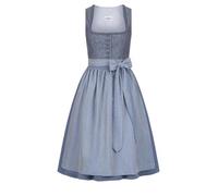 Nübler Dirndl midi Damen - 2 teilig inkl. Kleid und Dirndl Schürze im Landhausstil, Rocklänge 70cm - Moderne bayrische Tracht, ELSA Rauchblau, Größe:48