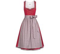 Nübler Dirndl midi Damen - 2 teilig inkl. Kleid und Dirndl Schürze im Landhausstil, Rocklänge 70cm - Moderne bayrische Tracht, TERRES Rot, Größe:38