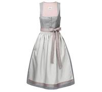Nübler Dirndl midi Damen - 2 teilig inkl. Kleid und Dirndl Schürze im Landhausstil, Rocklänge 90cm - Moderne bayrische Tracht, Ellen Silber, Größe:44