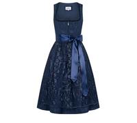 Nübler Dirndl midi Damen - 2 teilig inkl. Kleid und Dirndl Schürze, Rocklänge 60cm - Moderne bayrische Tracht, Floreta Nachtblau