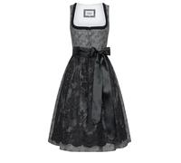 Nübler Dirndl Midi Damen - 2 teilig inkl. Kleid und Dirndl Schürze, Rocklänge 60cm - Moderne bayrische Tracht, Leo in Silber, Größe:40