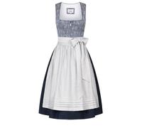 Nübler Dirndl midi Damen - 2 teilig inkl. Kleid und Dirndl Schürze, Rocklänge 60cm - Moderne bayrische Tracht, Frauke in Blau, Größe:40