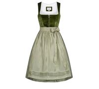 Nübler Dirndl Midi Damen - 2 teilig inkl. Kleid und Dirndl Schürze, Rocklänge 60cm - Moderne bayrische Tracht, Kamila Grün, Größe:46