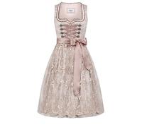 Nübler Dirndl midi Damen - 2 teilig inkl. Kleid und Dirndl Schürze, Rocklänge 65cm - Moderne bayerische Tracht, Tessa Taupe, Größe:46