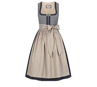 Nübler Dirndl midi Damen - 2 teilig inkl. Kleid und Dirndl Schürze, Rocklänge 70cm - Moderne bayerische Tracht, Leni Blau, Größe:38