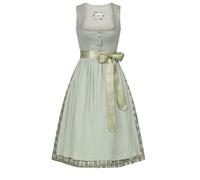 Nübler Dirndl Midi Damen - 2 teilig inkl. Kleid und Dirndl Schürze, Rocklänge 70cm - Moderne bayrische Tracht, Gloria in Salbei, Größe:46