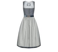 Nübler Dirndl midi Damen - 2 teilig inkl. Kleid und Dirndl Schürze, Rocklänge 70cm - Moderne bayrische Tracht, Edda Blau, Größe:38