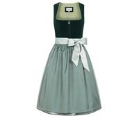 Nübler Dirndl midi Damen - 2 teilig inkl. Kleid und Dirndl Schürze, Rocklänge 70cm - Moderne bayrische Tracht, Elke Grün, Größe:36