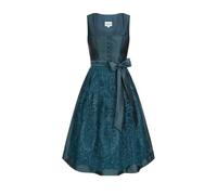 Nübler Dirndl midi Damen - 2 teilig inkl. Kleid und Dirndl Schürze, Rocklänge 70cm - Moderne bayrische Tracht, Kerala in Ozeanblau