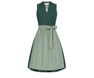 Nübler Dirndl midi Damen - 2 teilig inkl. Kleid und Dirndl Schürze, Rocklänge 70cm - Moderne bayrische Tracht, Frieda Grün, Größe:36