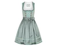 Nübler Dirndl mini Damen - 2 teilig inkl. Kleid und Dirndl Schürze im Landhausstil, Rocklänge 55cm - Moderne bayrische Tracht, ELSA in Mint, Größe:32