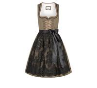 Nübler Dirndl mini Damen - 2 teilig inkl. Kleid und Dirndl Schürze im Landhausstil, Rocklänge 55cm - Moderne bayrische Tracht, Erika Gold, Größe:48