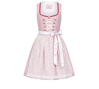 Nübler Dirndl mini Damen - 2 teilig inkl. Kleid und Dirndl Schürze, Rocklänge 55cm - Moderne bayerische Tracht, Lina in Rosa, Größe:36