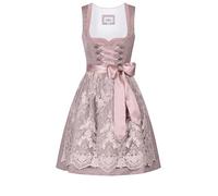 Nübler Dirndl Mini Damen - 2 teilig inkl. Kleid und Dirndl Schürze, Rocklänge 55cm - Moderne bayerische Tracht, Gislinde in Rosa, Größe:36