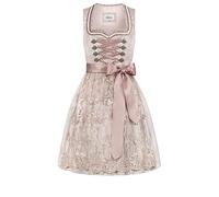 Nübler Dirndl mini Damen - 2 teilig inkl. Kleid und Dirndl Schürze, Rocklänge 55cm - Moderne bayerische Tracht, Tessa Taupe, Größe:30