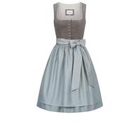 Nübler Dirndl mini Damen - 2 teilig inkl. Kleid und Dirndl Schürze, Rocklänge 58cm - Moderne bayerische Tracht, Fabienne in Graphit, Größe:34