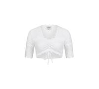 Nübler Dirndlbluse Damen - Kurzarm Trachtenbluse Damen mit Spitze und Rundhals - Moderne bayrische Tracht, Dirndl Bluse NENA, Größe:38