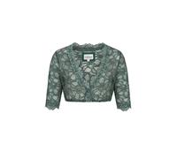 Nübler Dirndlbluse Damen - Kurzarm Trachtenbluse Damen mit Spitze und V-Ausschnitt im Landhaus Stil - Moderne bayrische Tracht, Dirndl Bluse Laura Grün, Größe:34