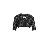 Nübler Dirndlbluse Damen Laura - Kurzarm Trachtenbluse mit Spitze & V-Ausschnitt - Schwarz, Elegante Tracht im Landhaus Stil - Hochwertige, formbeständige Qualität, Größe:46