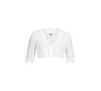 Nübler Dirndlbluse Damen Laura - Kurzarm Trachtenbluse mit Spitze & V-Ausschnitt - Weiß, Elegante Tracht im Landhaus Stil - Hochwertige Qualität, formbeständig & angenehm, Größe:32