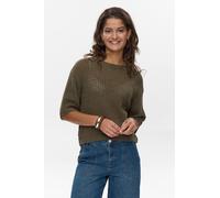 Strickpullover NÜMPH "Nümph Jumper NUMIRANDI", Damen, Gr. L, grape leaf, Obermaterial: 100% Baumwolle, Pullover Strickpullover (12696024-L) grape leaf