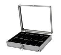 Nützliche Uhrenbox aus Aluminium, 12/6 Rasterfächer, Aufbewahrungsbox for Schmuckuhren, quadratisches Gehäuse, Wildleder innen, rechteckiger Uhrenhalter Für die Aufbewahrung von Uhren(12 Slots)