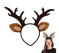 Nuhjytgf Deer Antler Headband with Ears | Reindeer Antlers Headband | Fun Holiday Headband | Cute Deer Ears Headband | Festive Christmas Accessories & Bopper Hats for Christmas Parties
