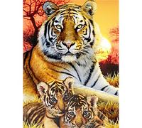 NUISX Reuzstich Stickpackung 11Ct Sticken Set Erwachsene Kreuzstich 40X50Cm Tiger Animal Bedruckter Stoff 11Ct Kreuzstich Diy Stickbilder Vorgedruckt Kreuzstich Für Anfänger Home Decor