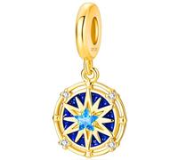 NUJIFFY 925 Silber Charms Anhänger, Blau Mond Sternen Sonne Kreuz Herz Feder Jungfrau Maria Boho Bead Juwelen für Armband Bracelet Niedlich Damen Erwachsene Friend Schwester Sister Geburtstag Geschenk