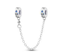 NUJIFFY Sonne Mond und Sterne Anhänger 925 Sterling Silber Charms für Armband Geheimnisvoller Sternenhimmel Charms Kompatibel mit Europäischen Armbändern für Frauen (Sternenhimmel Sicherheitskette)