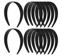 NULYLU 12 Stück Selbstgemacht Haarbänder ohne Zähne Kunststoff Stirnbänder 3cm Breit Schlichtes Schwarzes Haarreif Material für Damen und Mädchen Vielseitig für Sport und Alltag