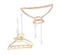 NULYLU 2 Stück Perlen Haarkrallen 7,5cm Metall Haarklammern mit Quaste Damen Mädchen Haarstyling Zubehör für Langes Haar Party Hochzeit