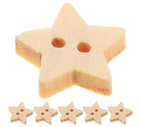 NULYLU 200 Stück Holzknöpfe Stern aus Naturholz mit Zwei Löchern 1,3 X 1,3cm Hautfreundlich für Bastelarbeiten und Scrapbooking