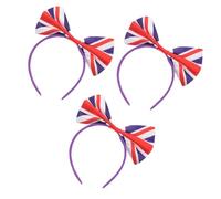 NULYLU 3 Stück Haarbänder Mit Großer Schleife Uk Flagge Elastisch Bequem Für Damen Mädchen Haarschmuck Für Sport Fußball Party Alltag