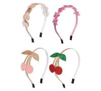 NULYLU 4 Stück Bunte Kirsch und Stern haarreife aus Vliesstoff Bequeme Party Kopfbedeckungen für Kreative Haarschleifen für Cosplay und Performance Zufällige Farbe Zufälliger Stil
