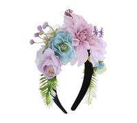 NULYLU Blumenkranz Haarreif mit Künstlichen Blumen Elastisches Stirnband für Damen Rutschfester Kopfschmuck aus Seidenstoff für Hochzeiten Halloween und Partys