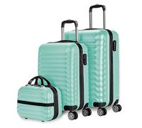 NUMADA - Gepäck-Set und Kulturbeutel 3 Stück Minzgrün, mittel 63cm, klein 53cm und Kulturbeutel, ABS, starr, widerstandsfähig, 4 Doppelräder, leicht, seitliches Kombinationsschloss
