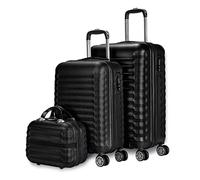 NUMADA - Gepäck-Set und Kulturbeutel 3 Stück Schwarz, mittel 63cm, klein 53cm und Kulturbeutel, ABS, starr, widerstandsfähig, 4 Doppelräder, leicht, seitliches Kombinationsschloss