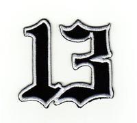 Nummer 13 Schwarz Aufnäher zum aufbügeln oder aufnähen Bügelbild Aufbügler für Kleidung gestickter Bügelflicken Lucky Zahl Dreizehn Applikation Patch Größe 6,0 x 6,0 cm