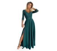Numoco Abendkleid Amber Maxikleid Partykleid Cocktailkleid langes Kleid mit Spitze, grün
