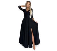 Numoco Abendkleid Amber Maxikleid Partykleid Cocktailkleid langes Kleid mit Spitze, schwarz (DE/NL/SE/PL, Alphanumerisch, L, Regular, Regular, Schwarz)