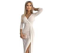 Numoco Abendkleid Vivian Maxikleid Cocktailkleid Partykleid Sommerkleid Glänzendes langes Kleid, beige (DE/NL/SE/PL, Alphanumerisch, S, Regular, Regular, Beige)