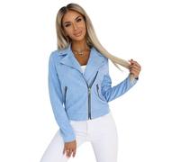 Numoco Bikerjacke Wildlederjacke Veloursjacke Kunstlederjacke Damen Jacke in hellblau (DE/NL/SE/PL, Alphanumerisch, L, Regular, Regular, Blau)