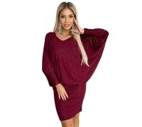 Numoco Fledermaus-Kleid Minikleid Cocktailkleid Partykleid Abendkleit Sommerkleid, Bordeauxrot mit Glitzer (DE/NL/SE/PL, Alphanumerisch, L, XL, Regular, Regular)